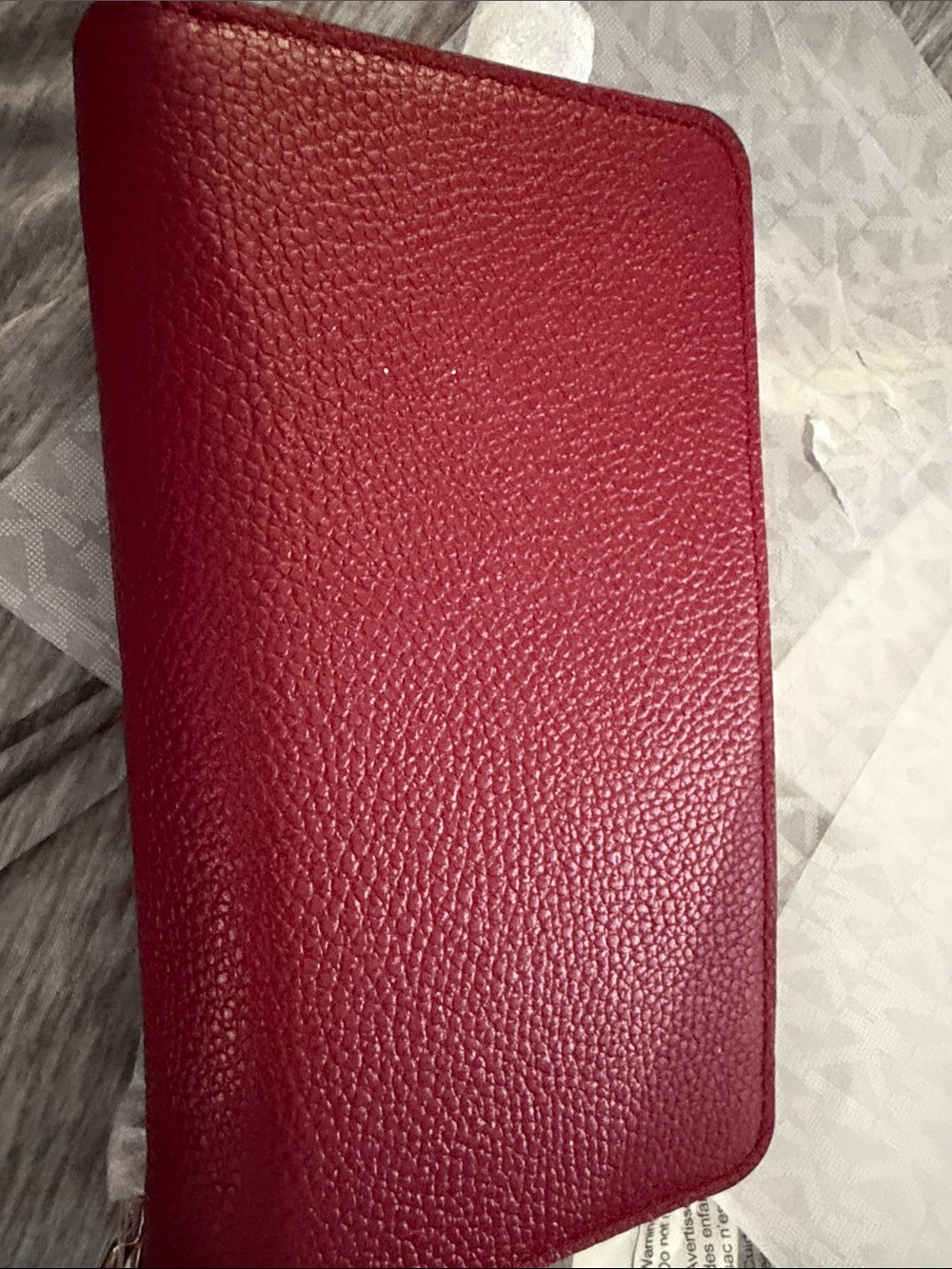 Michael Kors Red Pebbled Leather Zip Wallet Wristlet - Picture 3 of 3
